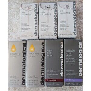 Dermalogica 7-Piece Skincare Travel Sample Lot Daily Microfoliant Biolumin-C